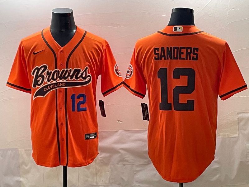 Men 2025 Cleveland Browns #12 Sanders Orange Joint Name Nike Limited NFL Jersey style 6